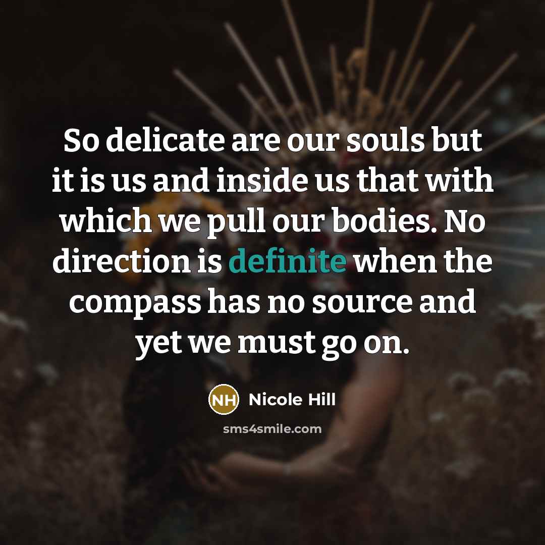“So delicate are our souls but it is us and…” quote by Nicole Hill