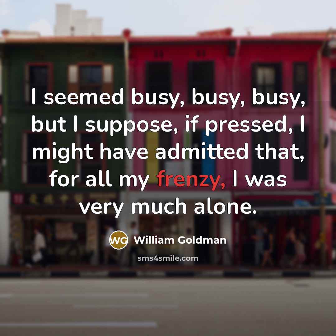 “I seemed busy, busy, busy, but I suppose, if pressed,…” quote by William Goldman