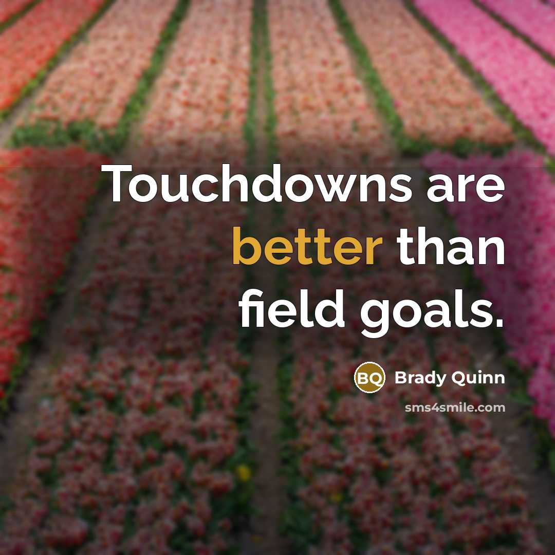 “Touchdowns are better than field goals.” quote by Brady Quinn