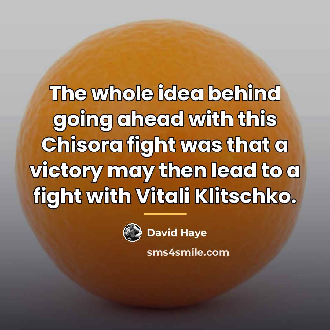 “The whole idea behind going ahead with this Chisora fight…” quote by David Haye