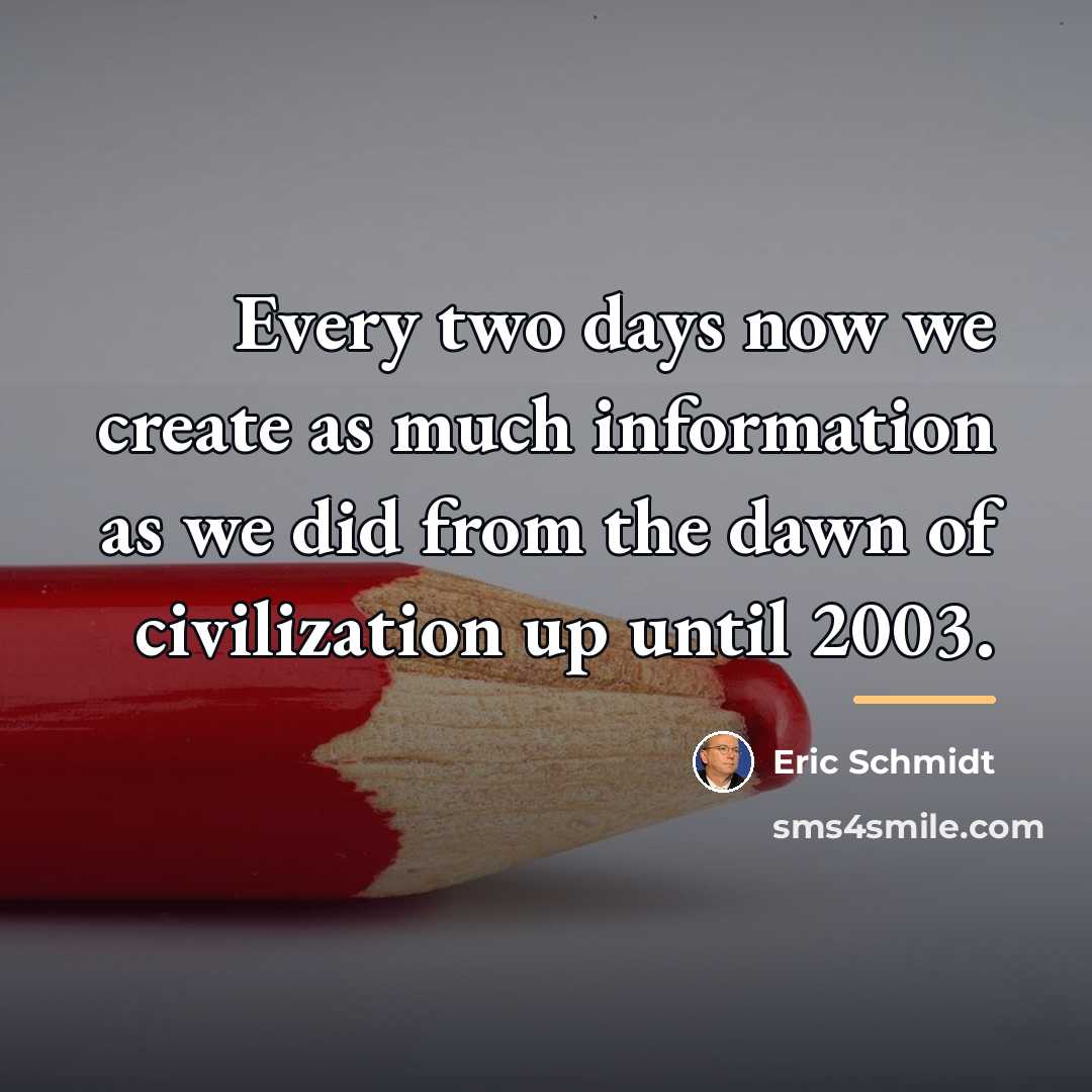 “Every two days now we create as much information as…” quote by Eric Schmidt