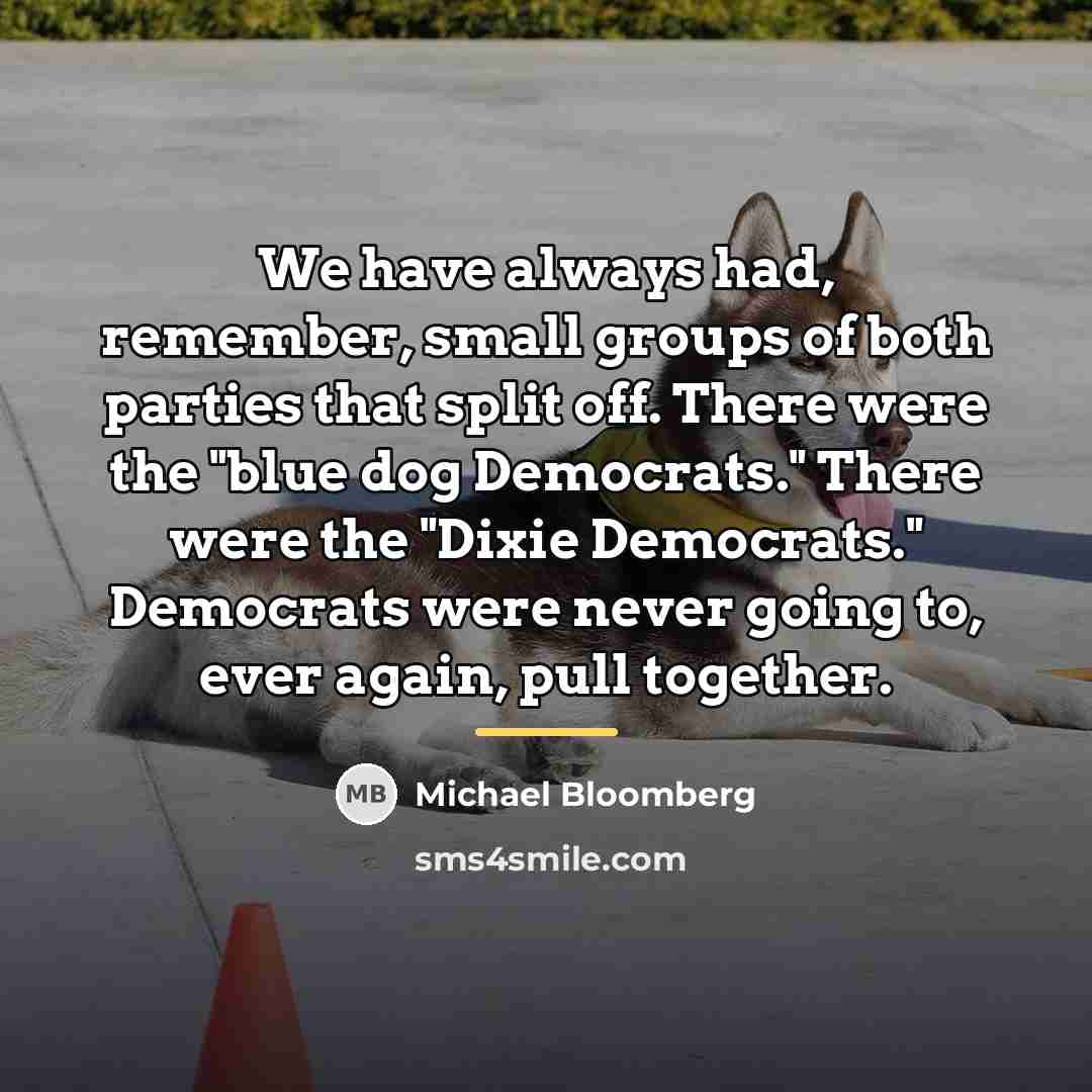 “We have always had, remember, small groups of both parties…” quote by Michael Bloomberg