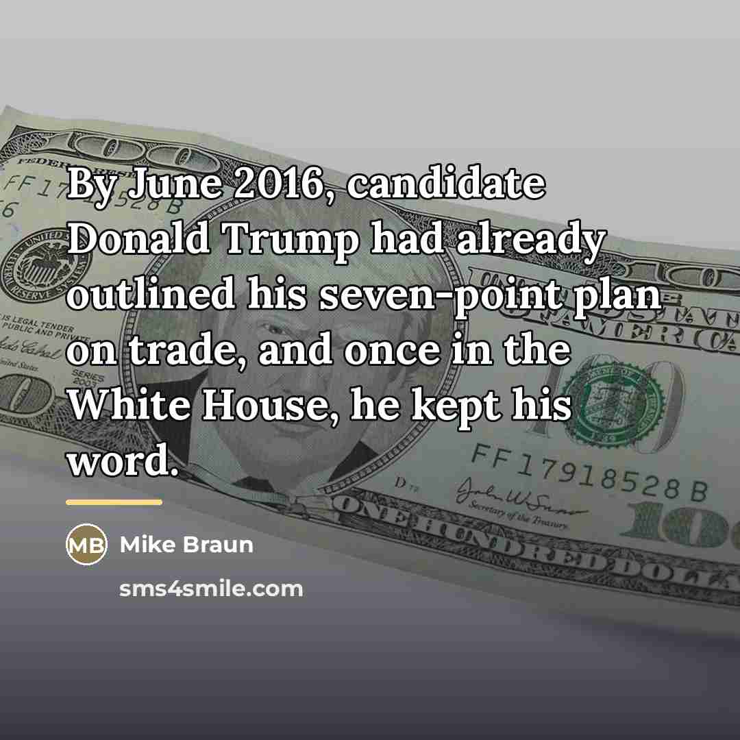 “By June 2016, candidate Donald Trump had already outlined his…” quote by Mike Braun