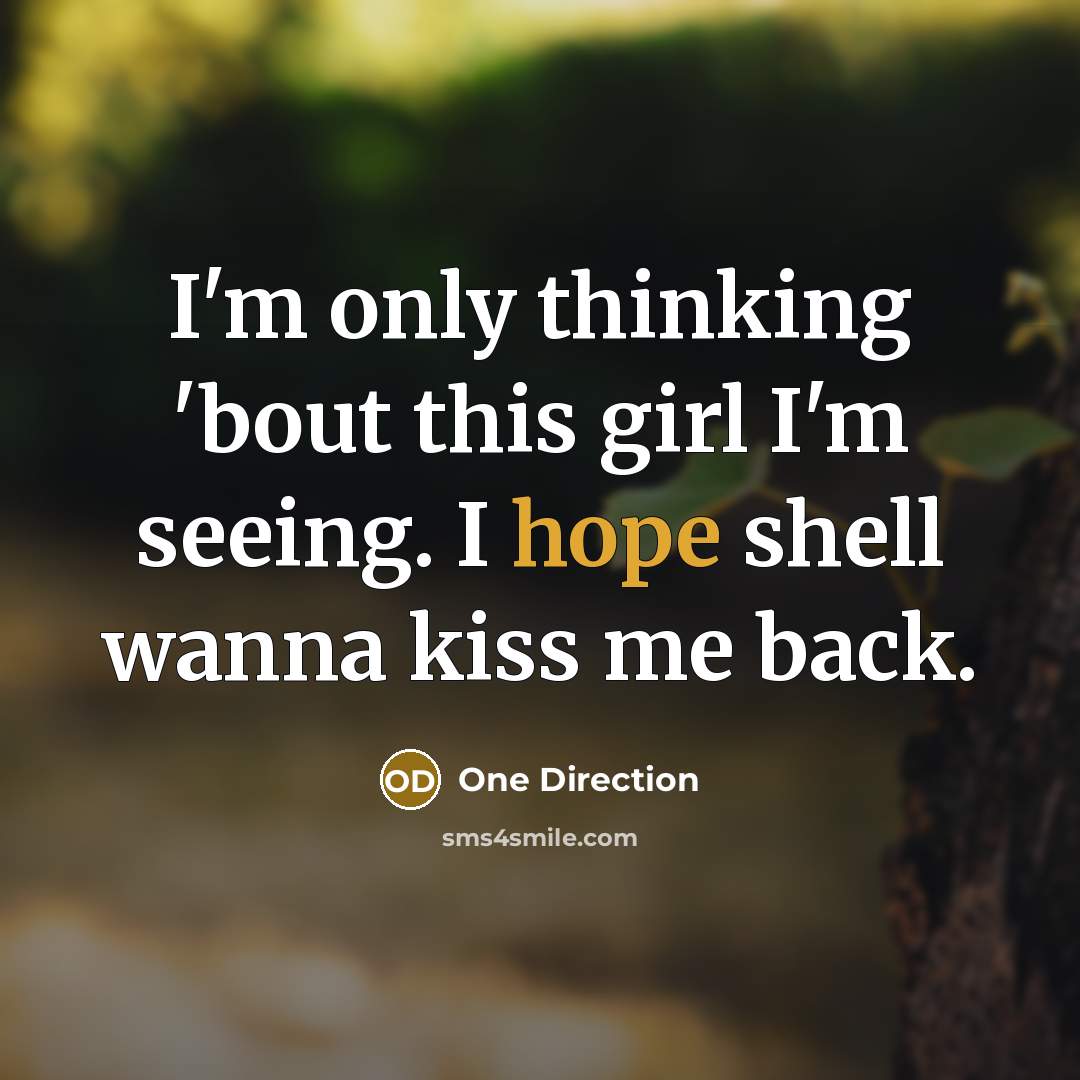 “I'm only thinking 'bout this girl I'm seeing. I hope…” quote by One Direction