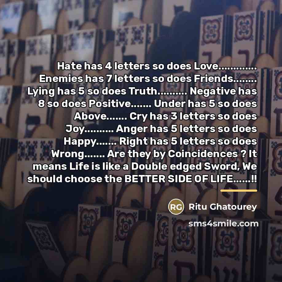 “Hate has 4 letters so does Love............. Enemies has 7…” quote by Ritu Ghatourey