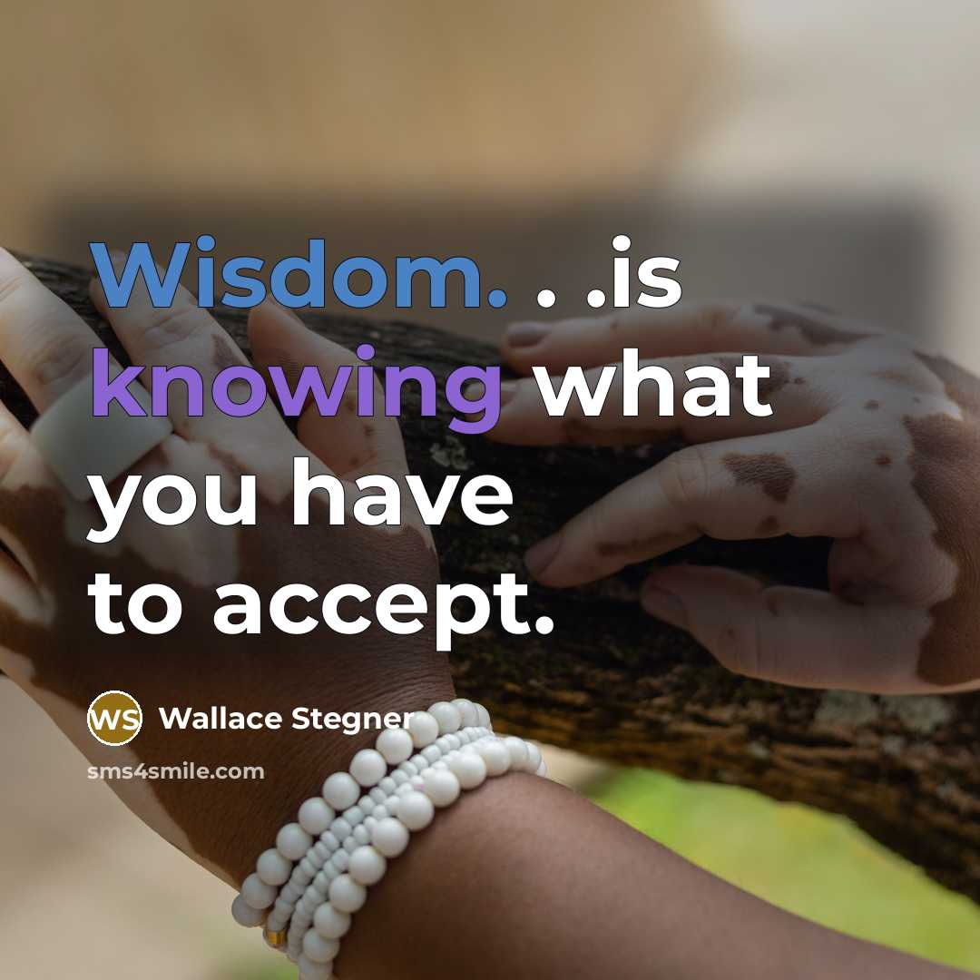 “Wisdom. . .is knowing what you have to accept.” quote by Wallace Stegner