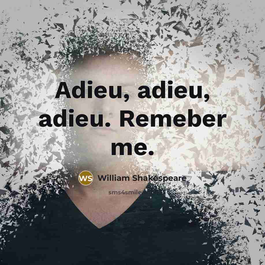 “Adieu, adieu, adieu. Remeber me.…” quote by William Shakespeare