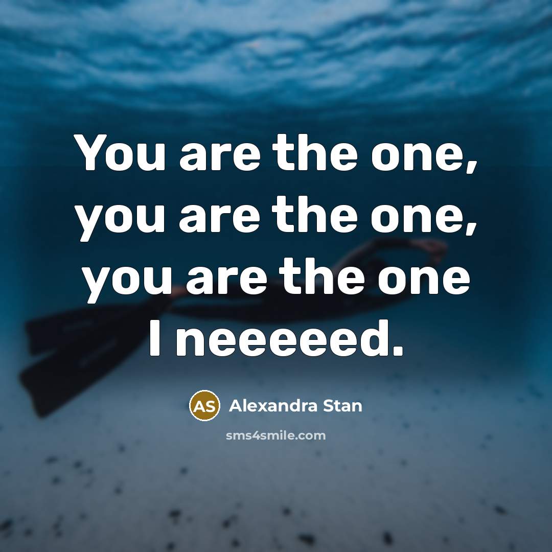 “You are the one, you are the one, you are the one I neeeeed.” quote by Alexandra Stan