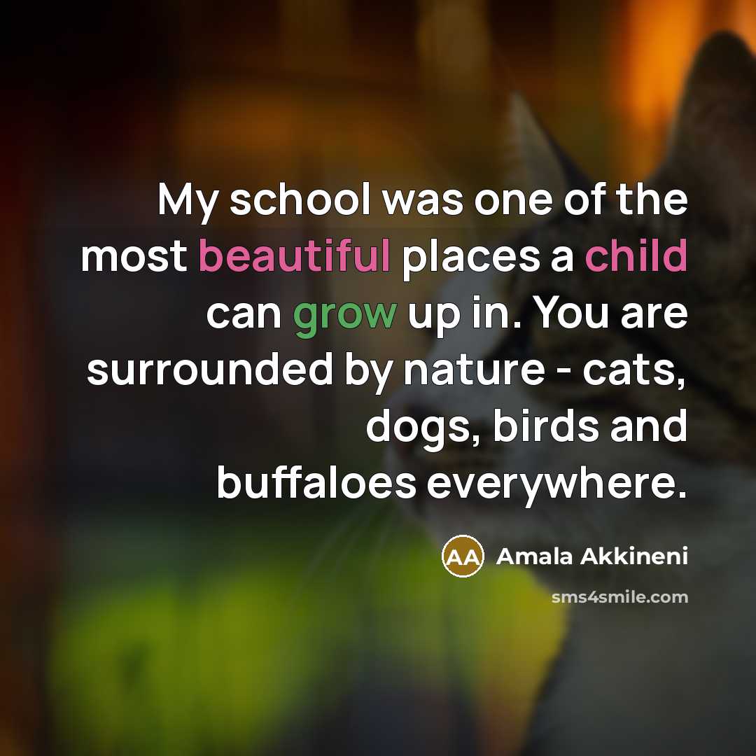 “My school was one of the most beautiful places a…” quote by Amala Akkineni