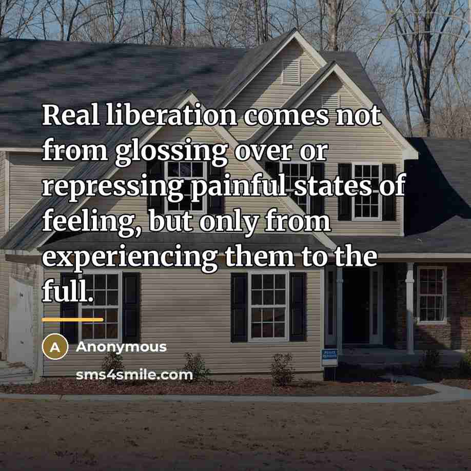 “Real liberation comes not from glossing over or repressing painful…” quote by Anonymous