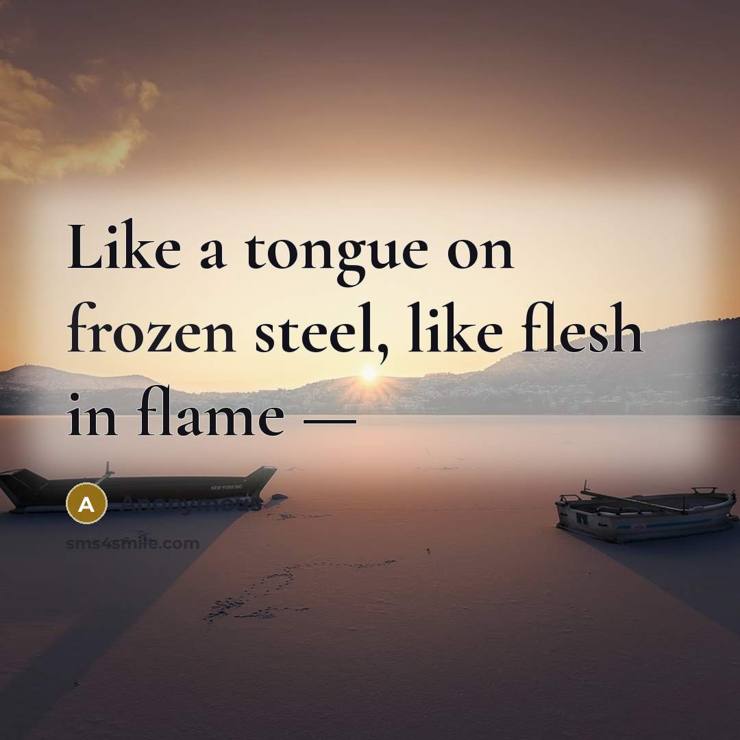 “Like a tongue on frozen steel, like flesh in flame…” quote by Anonymous