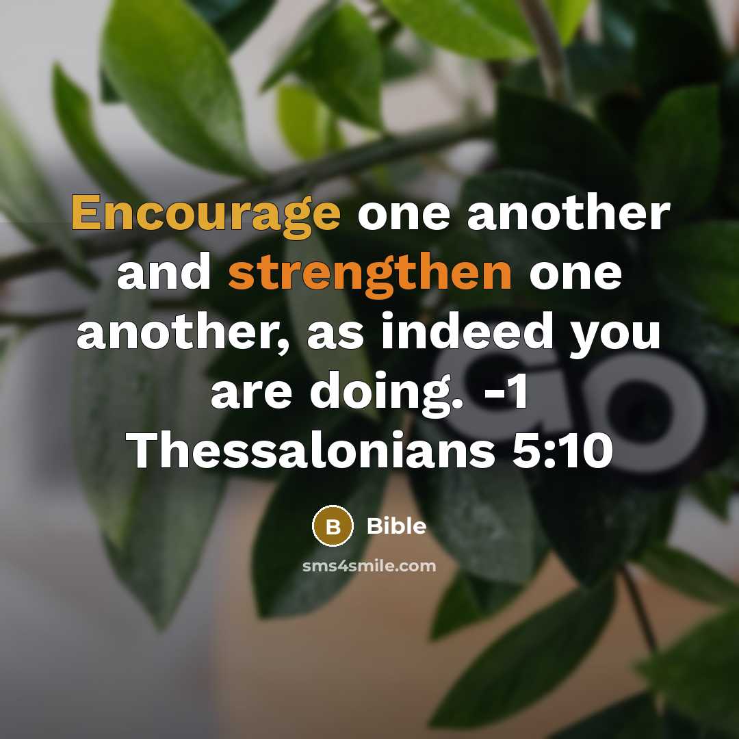“Encourage one another and strengthen one another, as indeed you are doing. -1 Thessalonians 5:10” quote by Bible