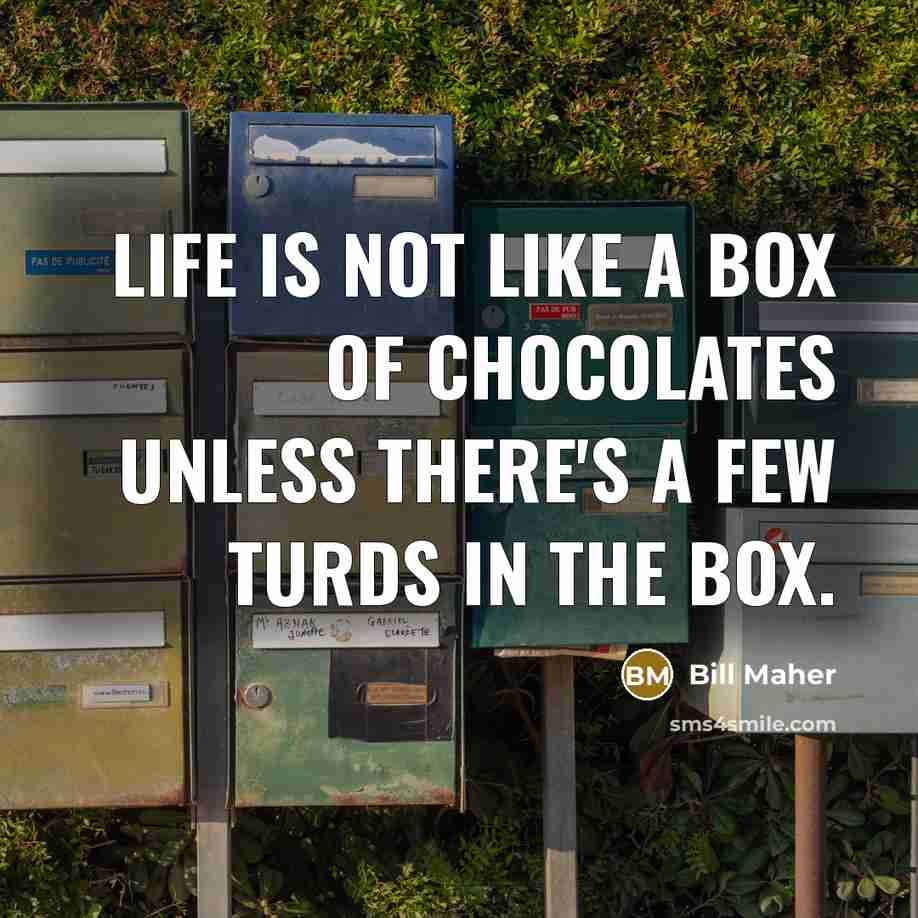 “Life is not like a box of chocolates unless there's…” quote by Bill Maher