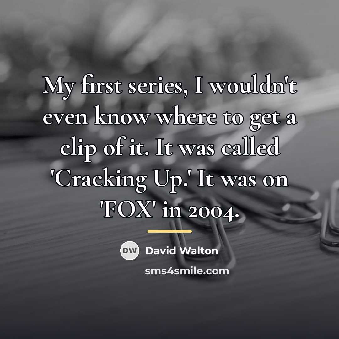 “My first series, I wouldn't even know where to get…” quote by David Walton