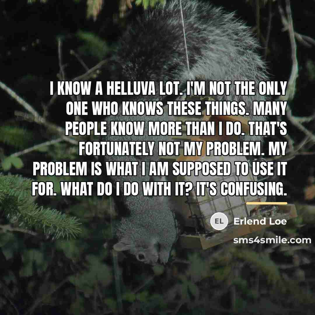 “I know a helluva lot. I'm not the only one…” quote by Erlend Loe