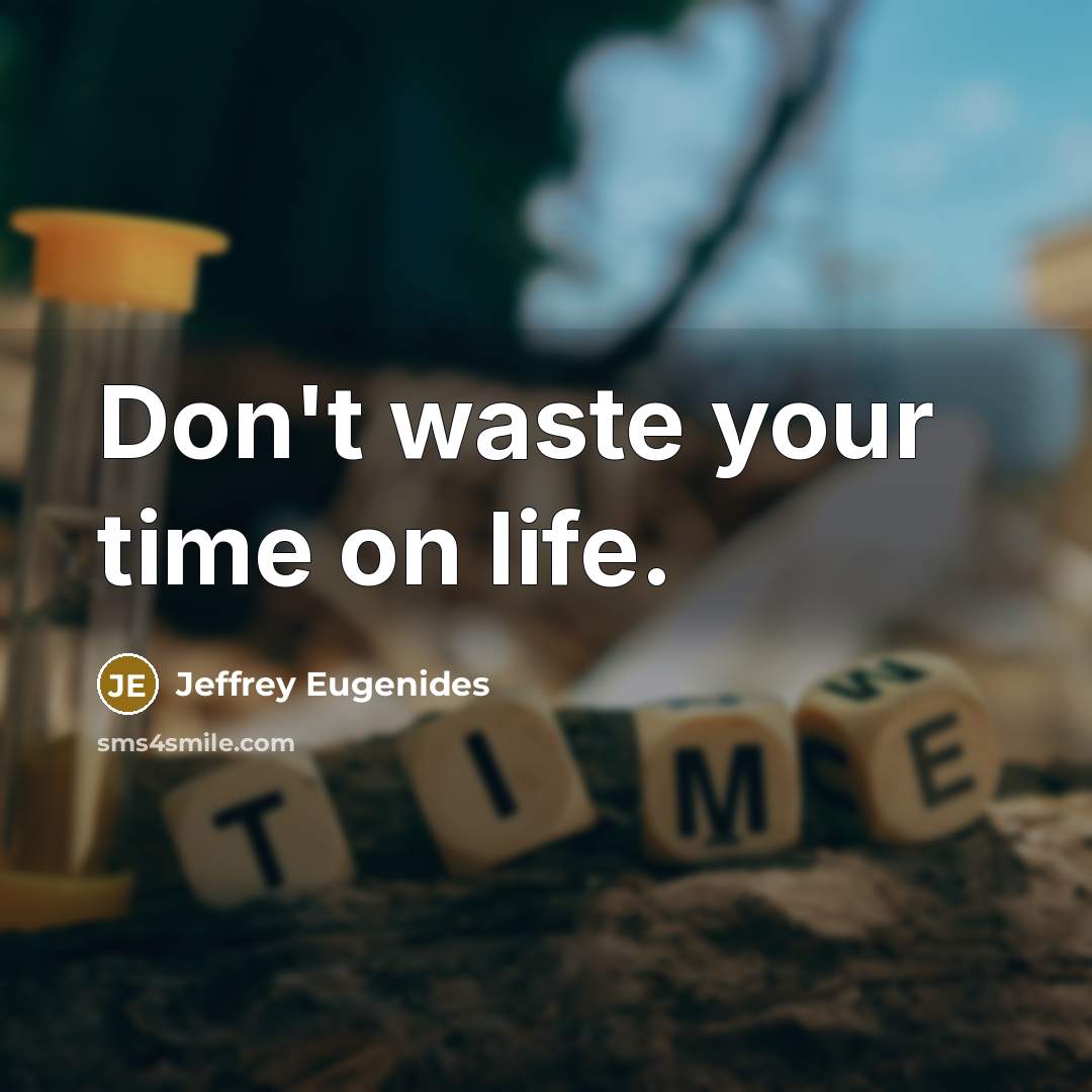 “Don't waste your time on life.…” quote by Jeffrey Eugenides