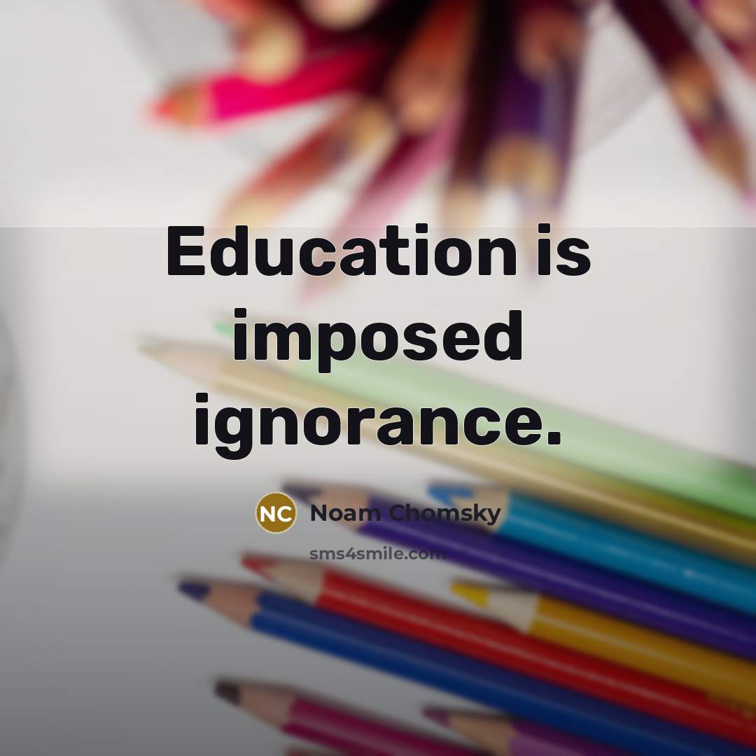“Education is imposed ignorance.” quote by Noam Chomsky