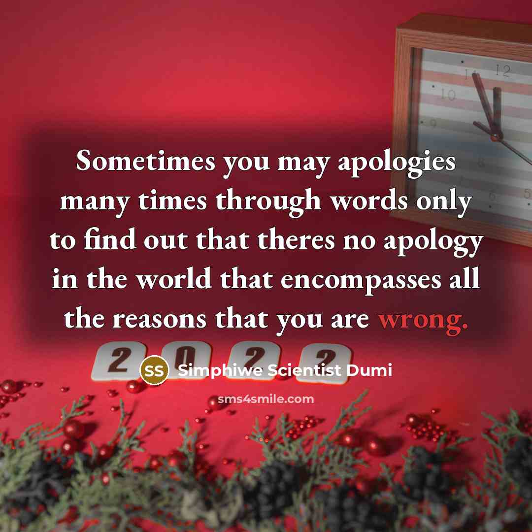 “Sometimes you may apologies many times through words only to…” quote by Simphiwe Scientist Dumi