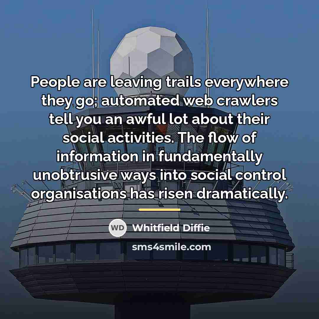 “People are leaving trails everywhere they go; automated web crawlers…” quote by Whitfield Diffie