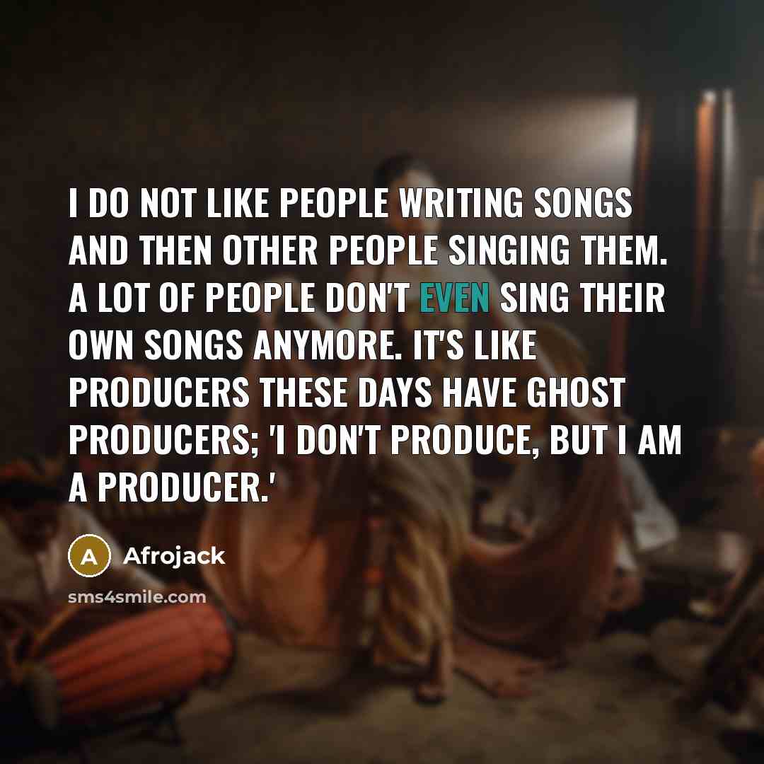 “I do not like people writing songs and then other…” quote by Afrojack