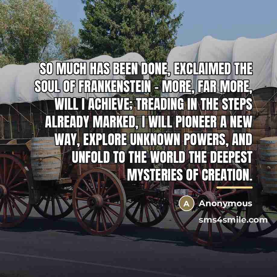 “So much has been done, exclaimed the soul of Frankenstein…” quote by Anonymous