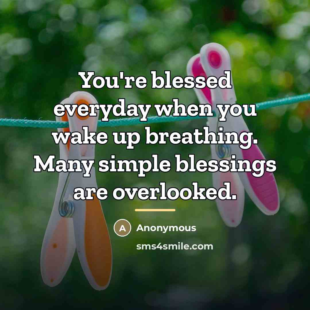 “You're blessed everyday when you wake up breathing. Many simple…” quote by Anonymous