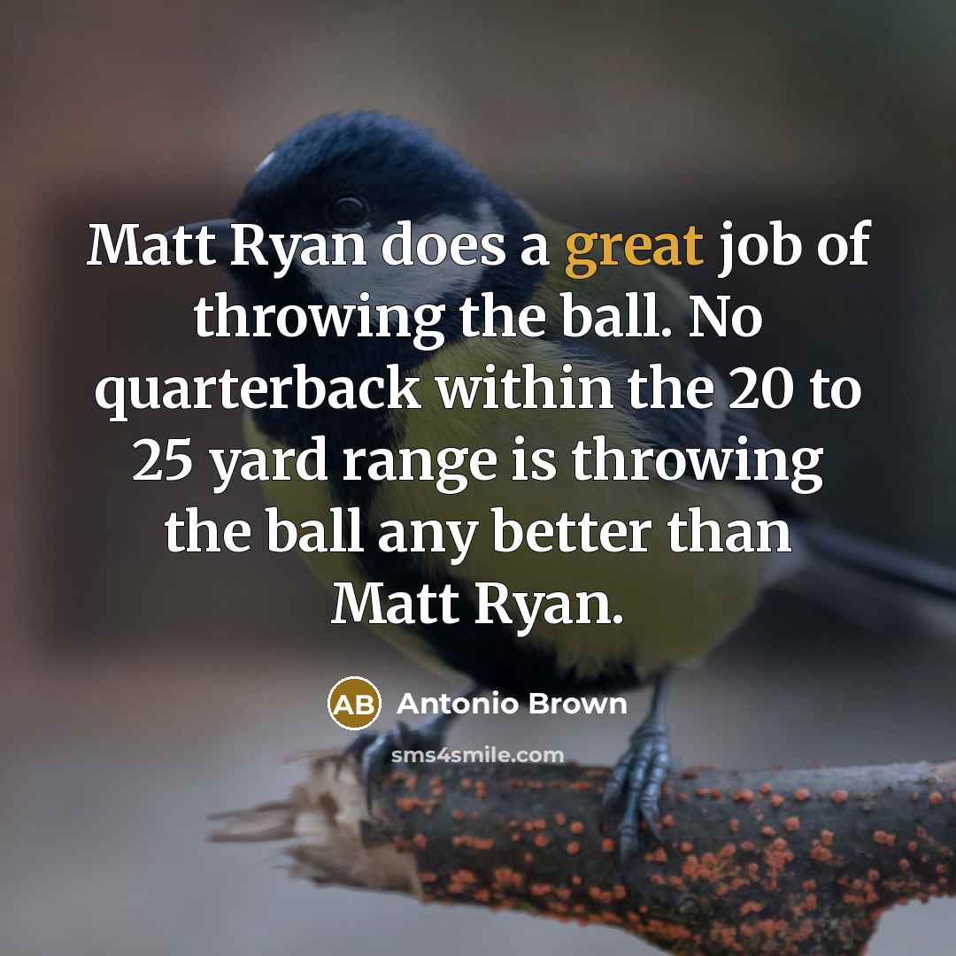 “Matt Ryan does a great job of throwing the ball.…” quote by Antonio Brown
