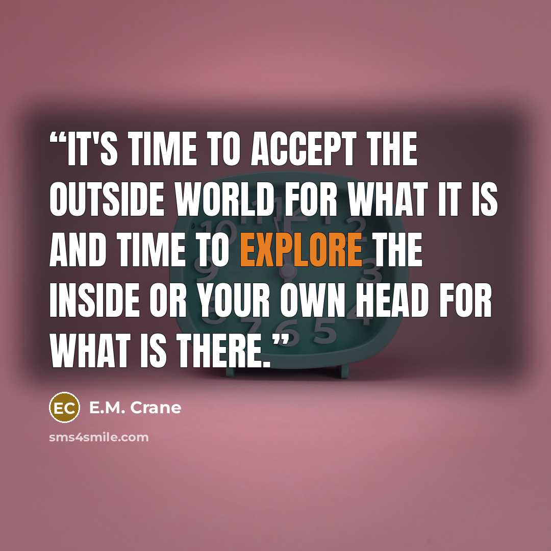 “It's time to accept the outside world for what it is and time to explore the inside or your own head for what is there.” quote by E.M. Crane