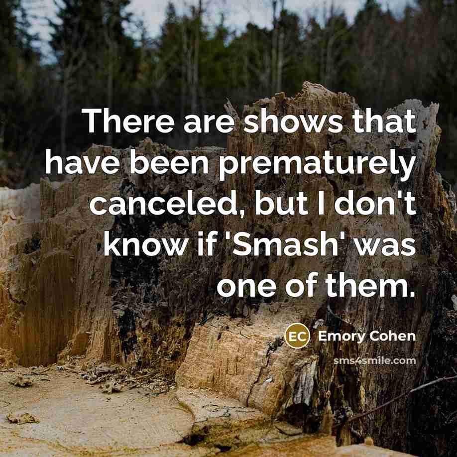 “There are shows that have been prematurely canceled, but I…” quote by Emory Cohen