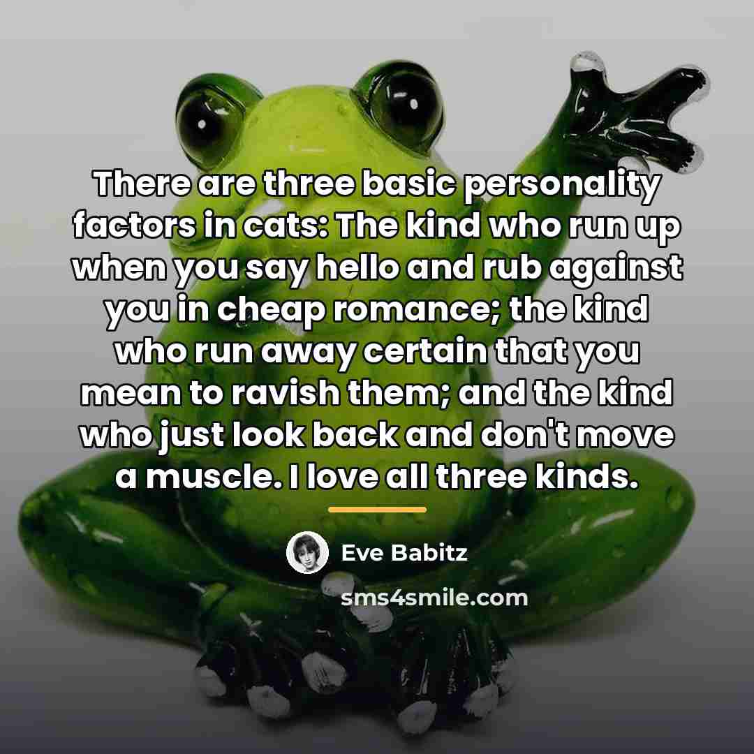 “There are three basic personality factors in cats: The kind…” quote by Eve Babitz