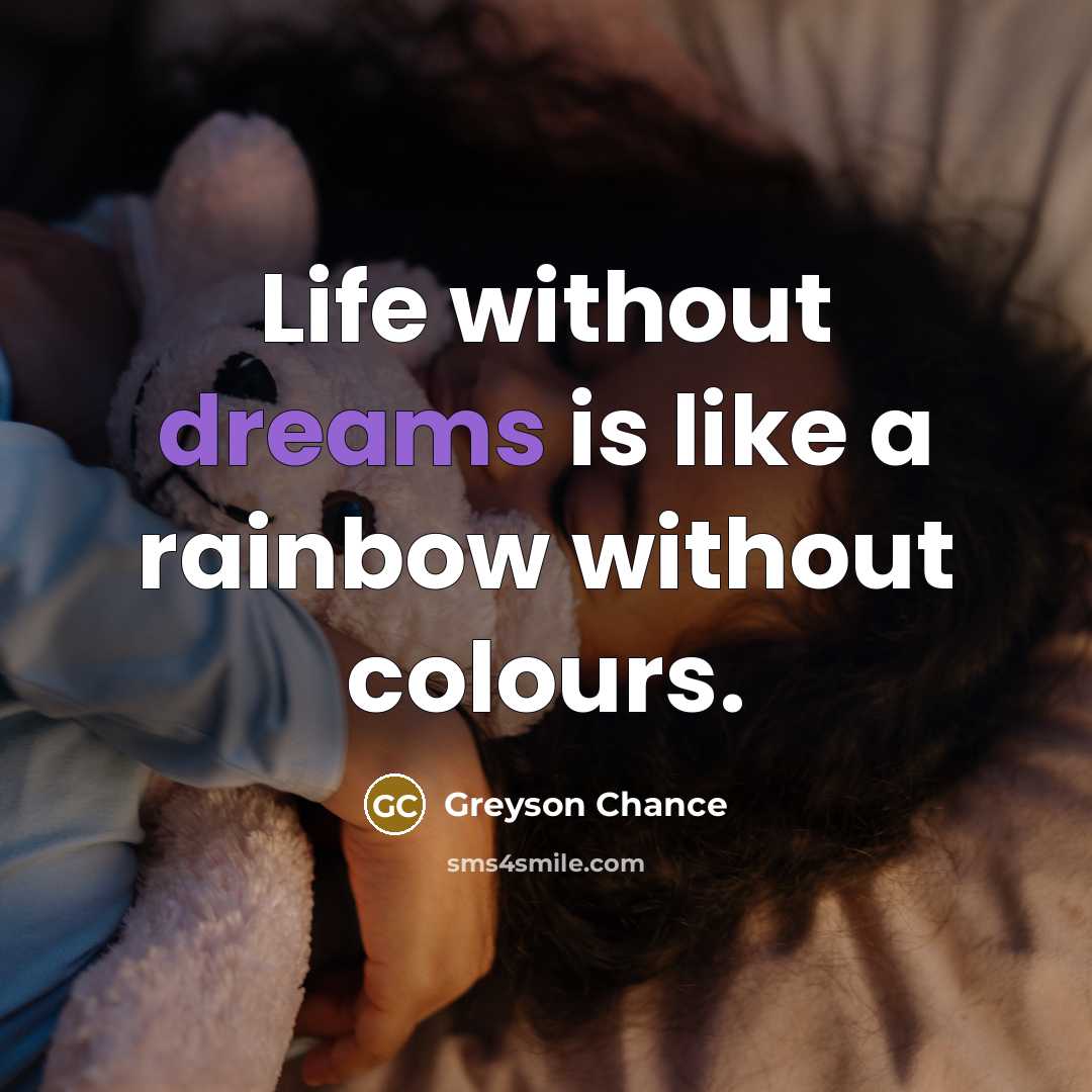 “Life without dreams is like a rainbow without colours.…” quote by Greyson Chance