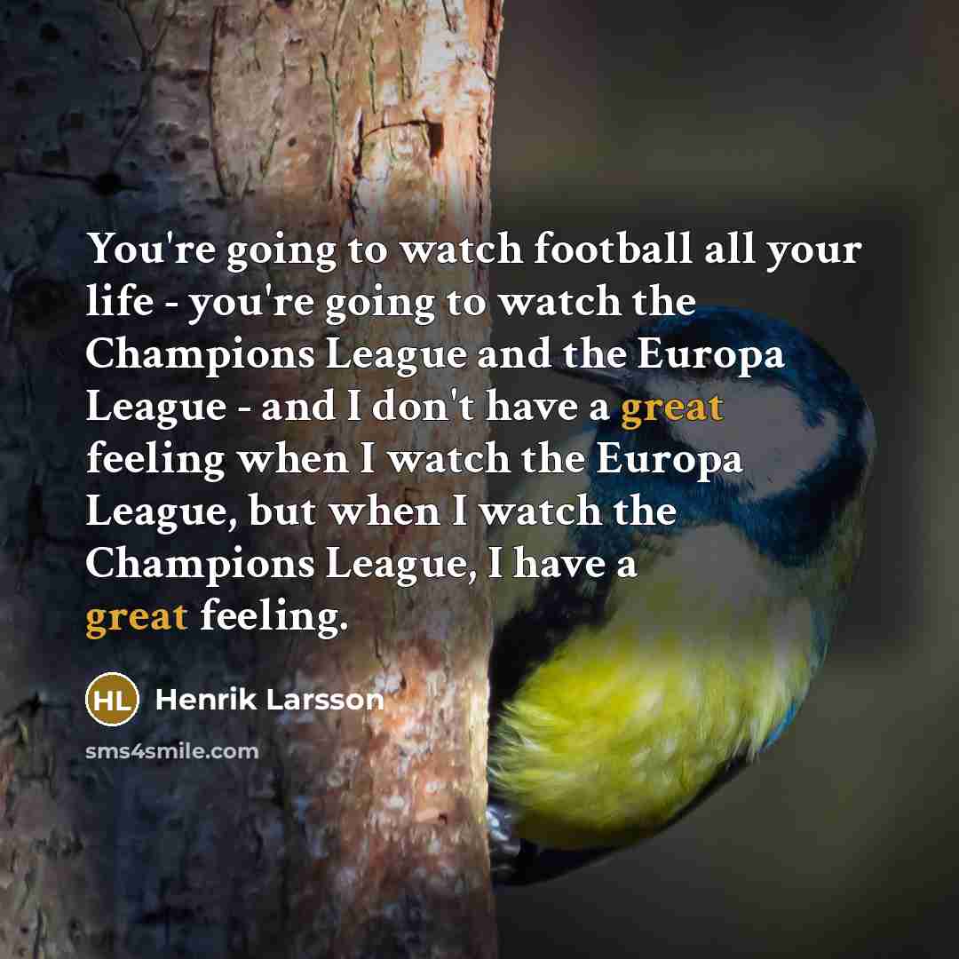 “You're going to watch football all your life - you're…” quote by Henrik Larsson