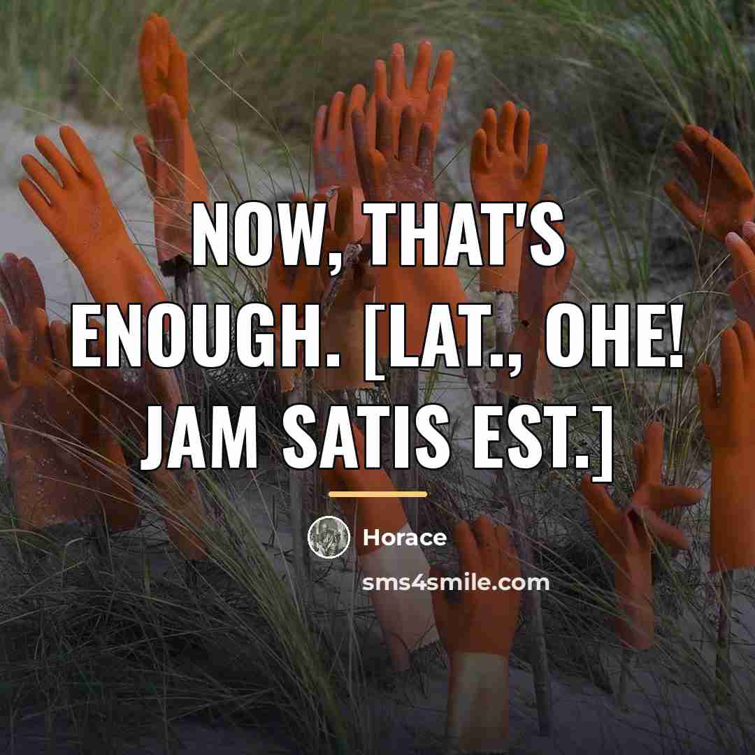 “Now, that's enough. [Lat., Ohe! jam satis est.]…” quote by Horace