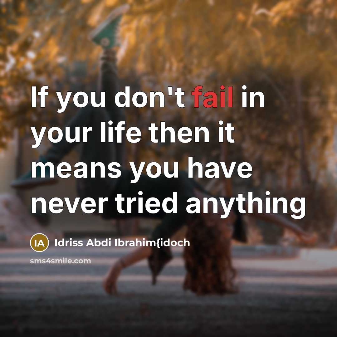 “If you don't fail in your life then it means you have never tried anything” quote by Idriss Abdi Ibrahim{idoch