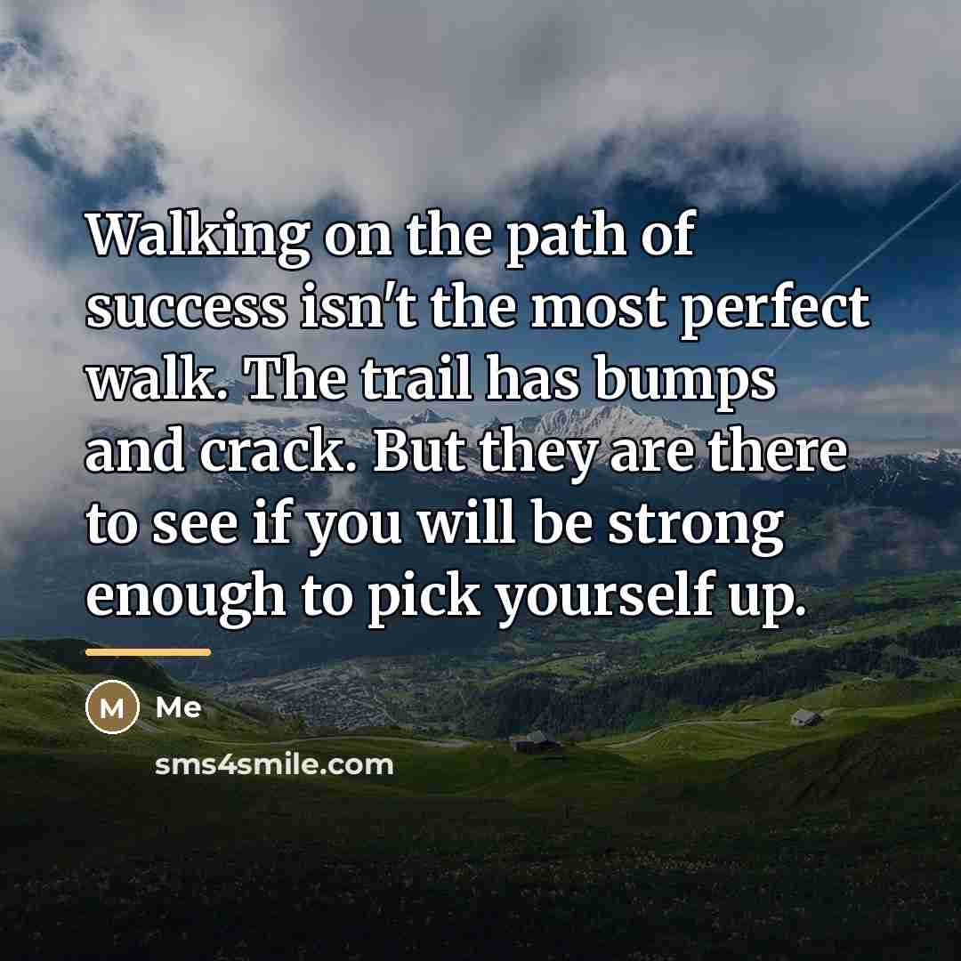 “Walking on the path of success isn't the most perfect…” quote by Me