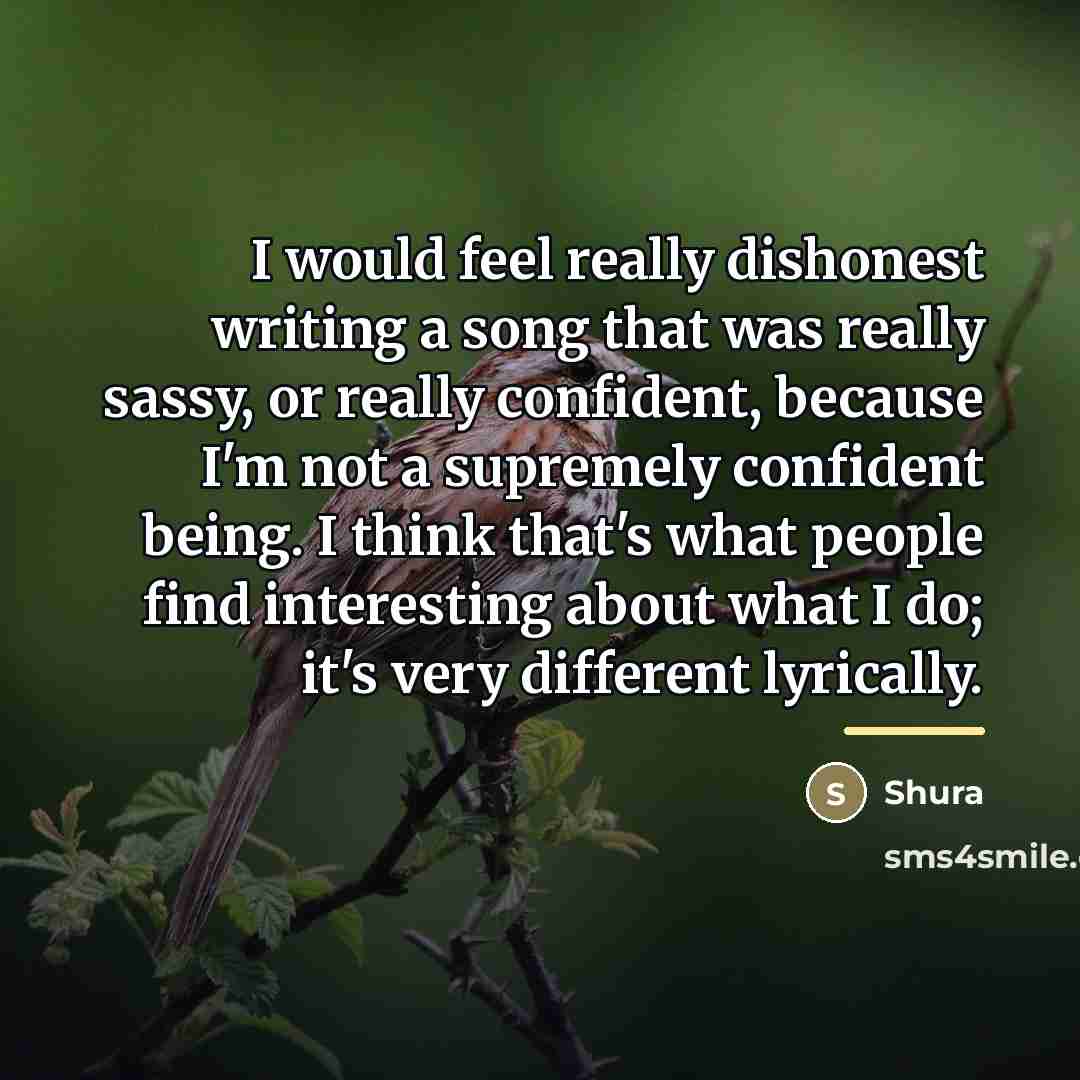 “I would feel really dishonest writing a song that was…” quote by Shura