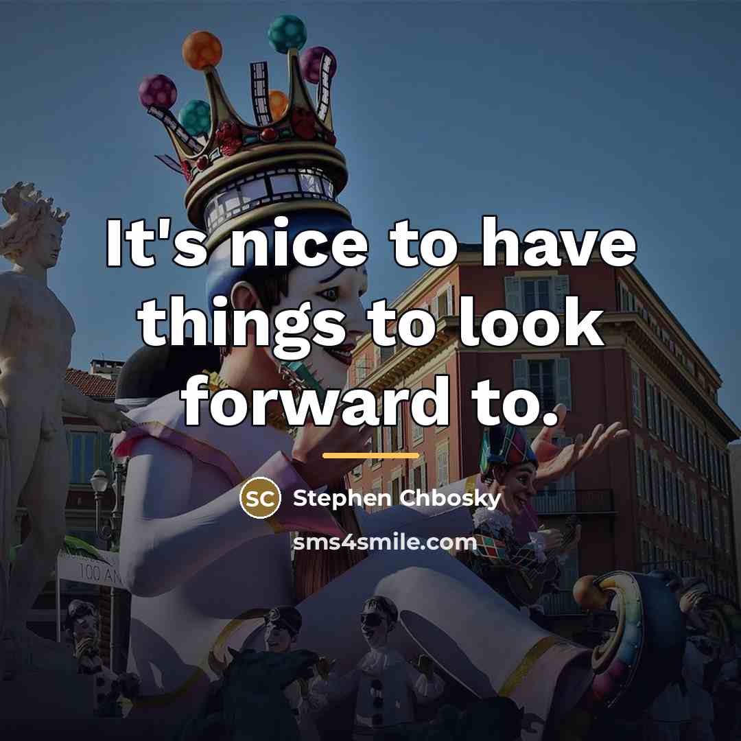 “It's nice to have things to look forward to.…” quote by Stephen Chbosky