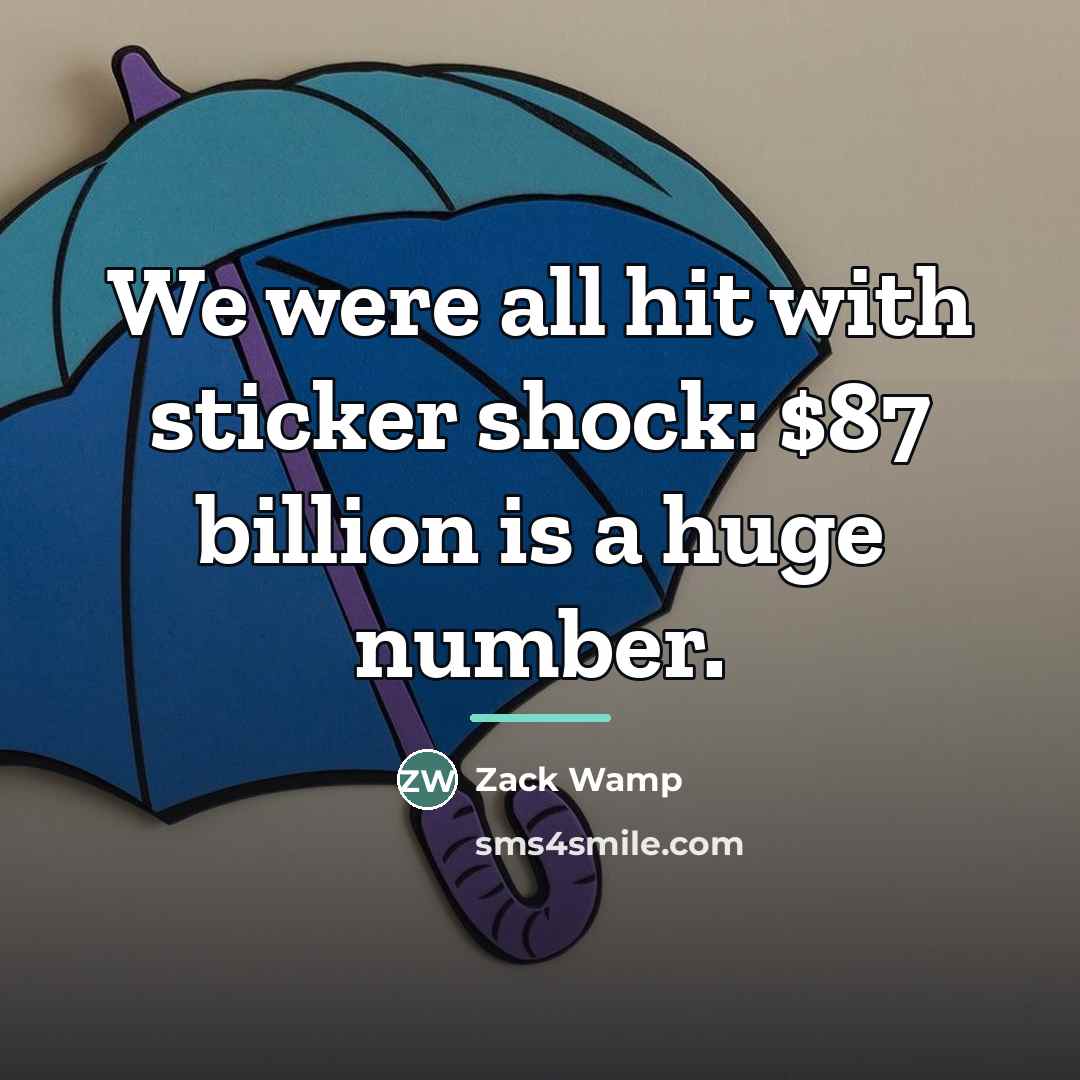 “We were all hit with sticker shock: $87 billion is…” quote by Anonymous