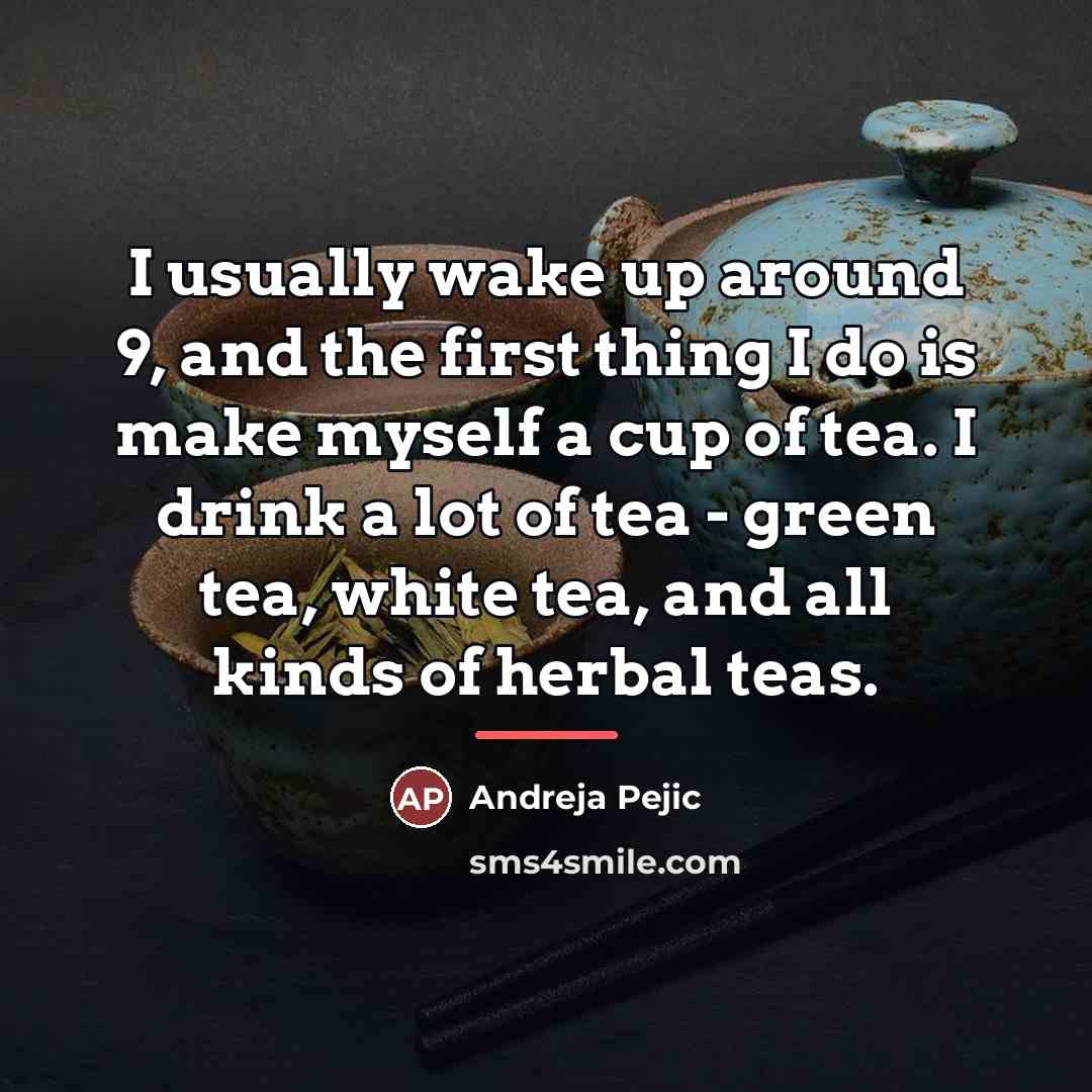“I usually wake up around 9, and the first thing…” quote by Andreja Pejic