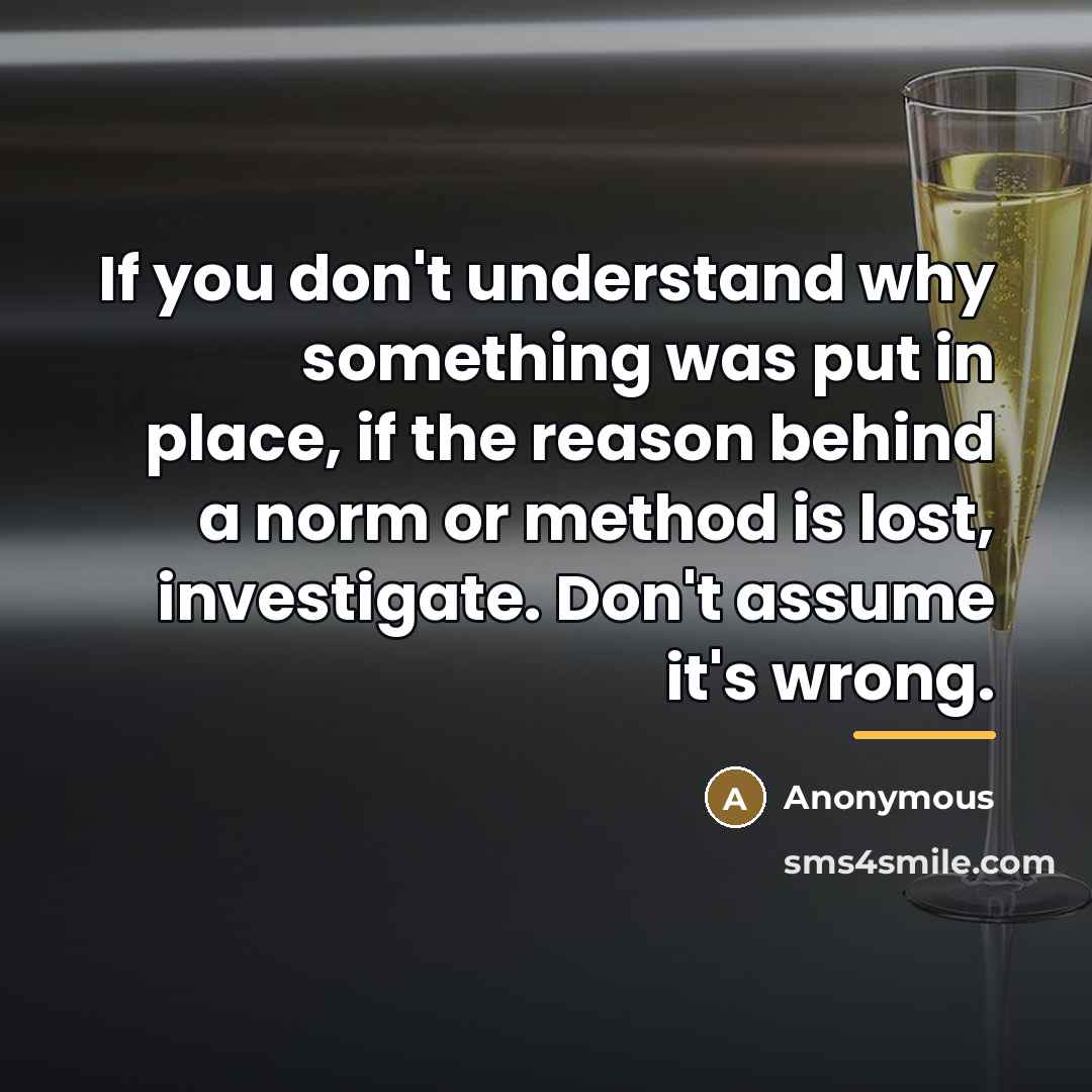 “If you don't understand why something was put in place,…” quote by Anonymous