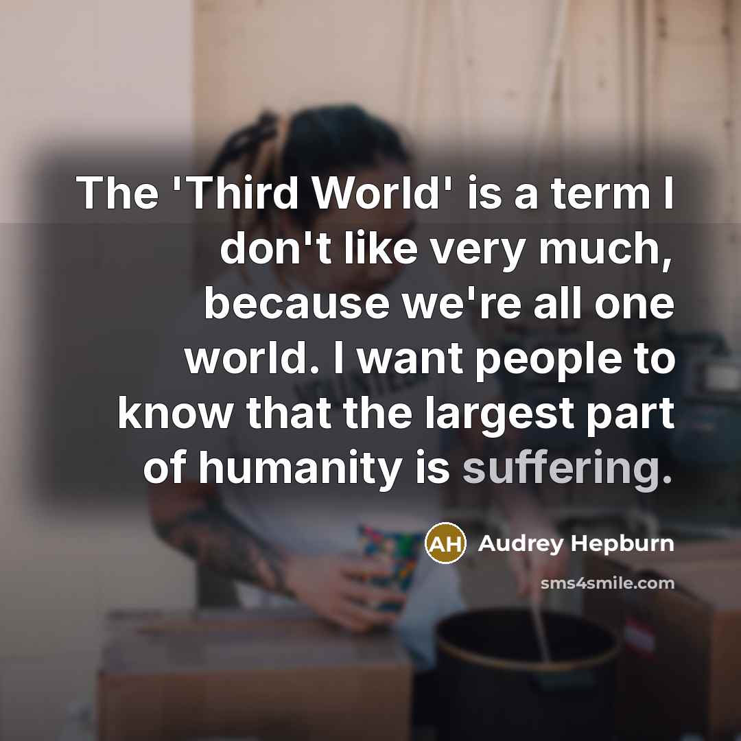 “The 'Third World' is a term I don't like very…” quote by Audrey Hepburn