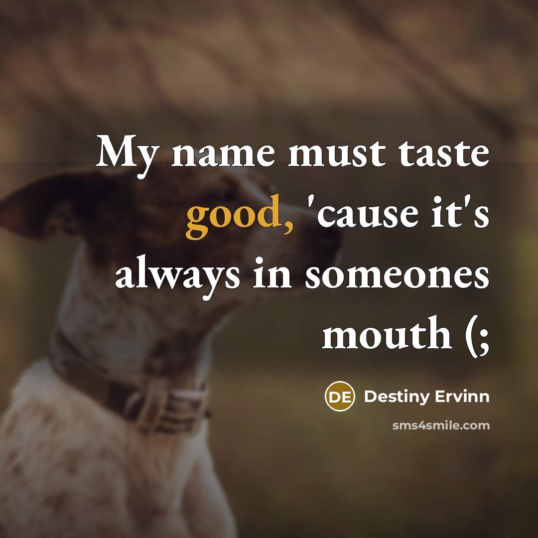 “My name must taste good, 'cause it's always in someones mouth (;” quote by Destiny Ervinn