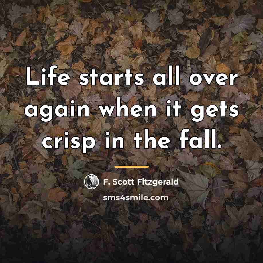 “Life starts all over again when it gets crisp in…” quote by F. Scott Fitzgerald