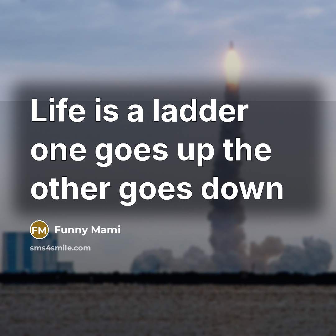“Life is a ladder one goes up the other goes…” quote by Funny Mami