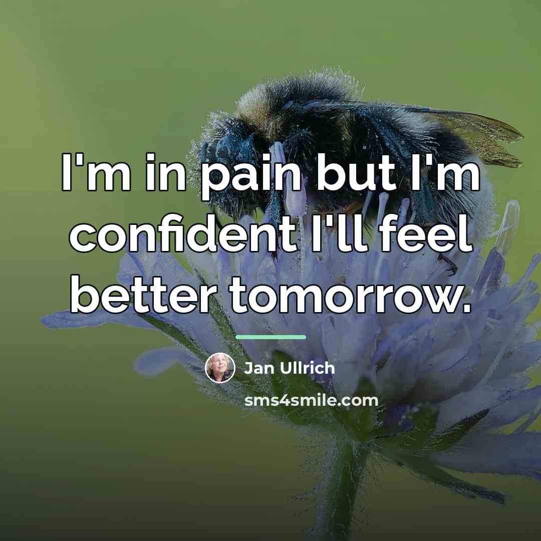 “I'm in pain but I'm confident I'll feel better tomorrow.…” quote by Jan Ullrich