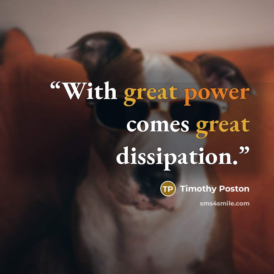 “With great power comes great dissipation.” quote by Timothy Poston