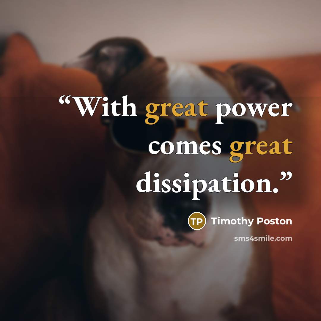 “With great power comes great dissipation.” quote by Timothy Poston