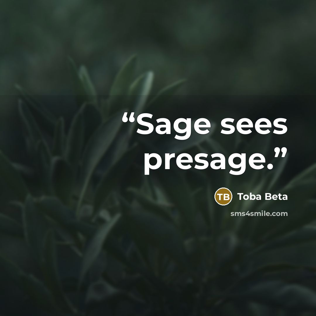 “Sage sees presage.” quote by Toba Beta