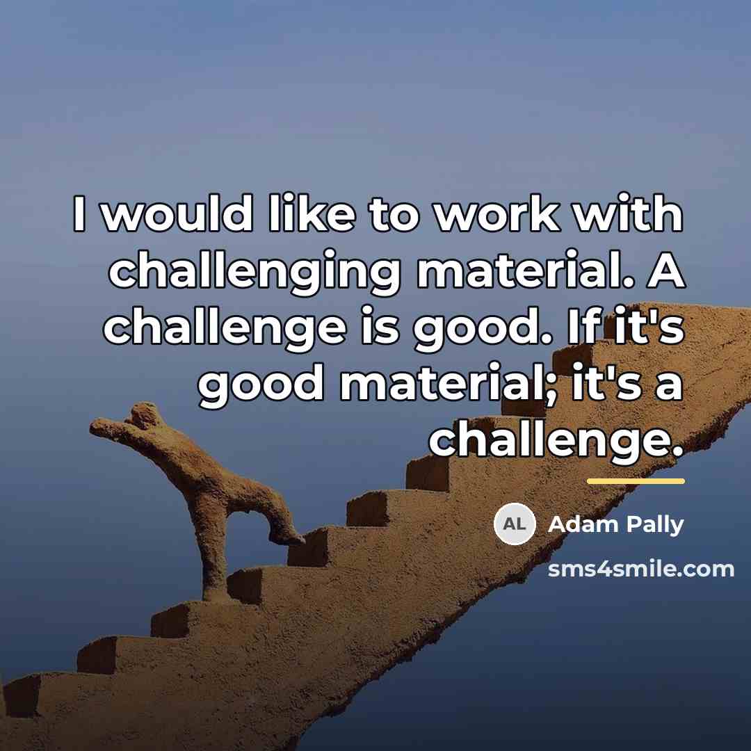 “I would like to work with challenging material. A challenge…” quote by Adam Pally