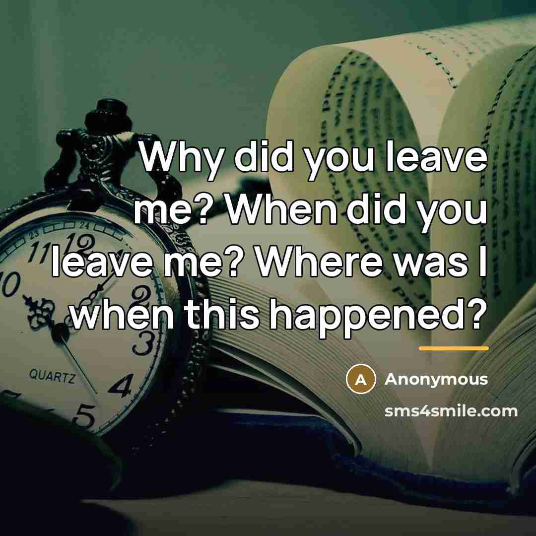 “Why did you leave me? When did you leave me?…” quote by Anonymous
